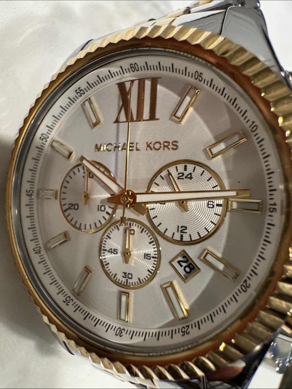 Michael Kors Two-Tone Silver and Gold Chronograph Bracelet Watch - Picture 6 of 6
